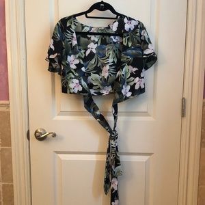 Crop Wrap Shirt and shorts matching set